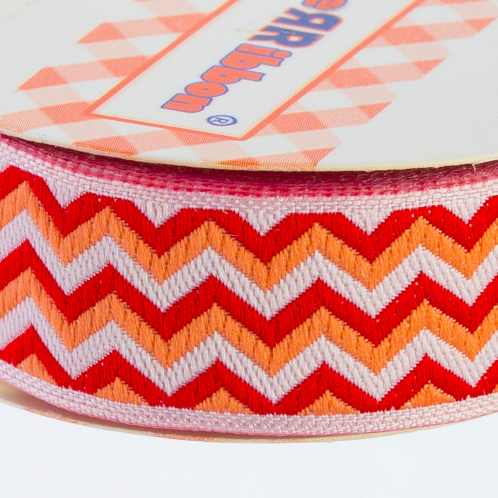 Sticker Ribbon Kırmızı Zigzag Baskılı Yapışkan Kurdele - SR-1689 - V2