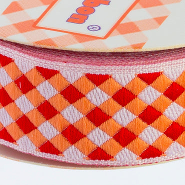 Sticker Ribbon Turuncu Kare Baskılı Yapışkan Kurdele - SR-1692-V2