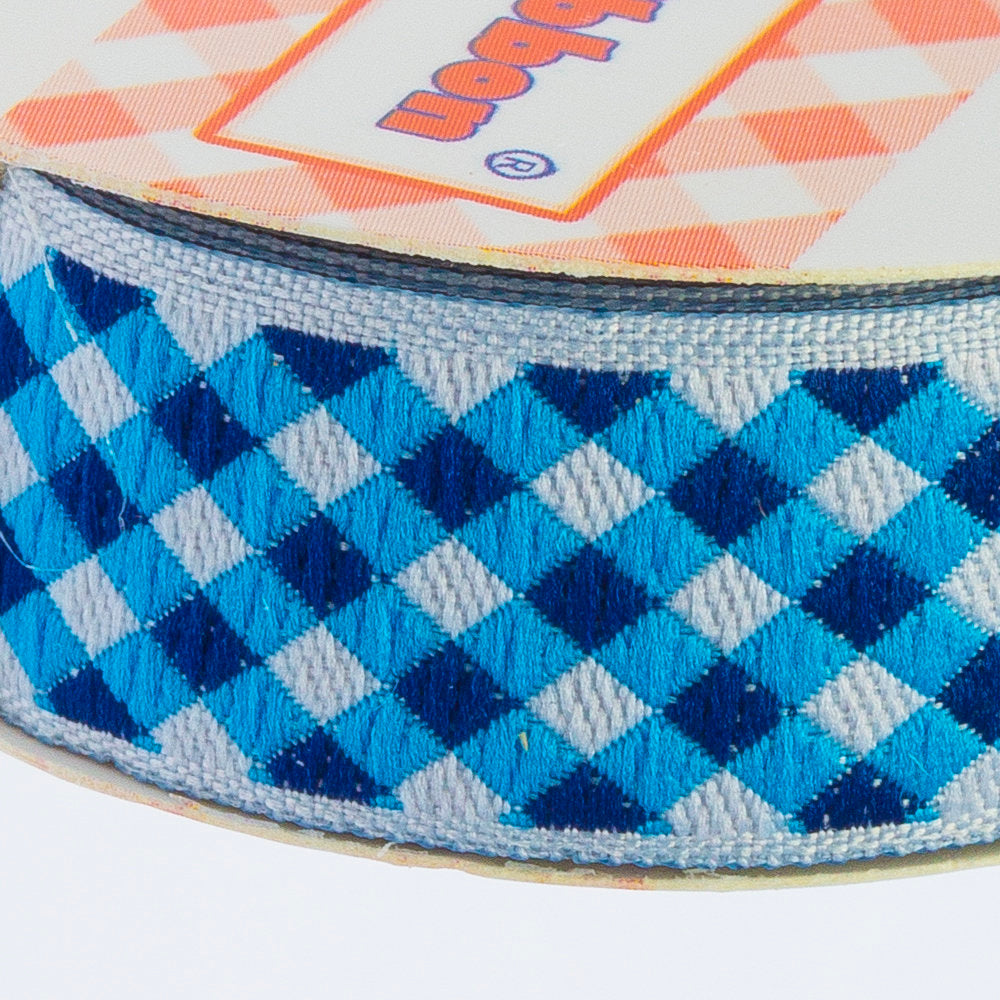 Sticker Ribbon Mavi Kare Baskılı Yapışkan Kurdele - SR1692-V1