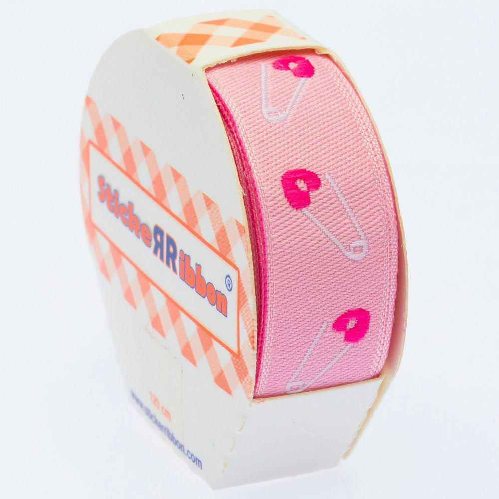 Sticker Ribbon Pembe Beb İğne Baskılı Yapışkan Kurdele - SR-1684-V1