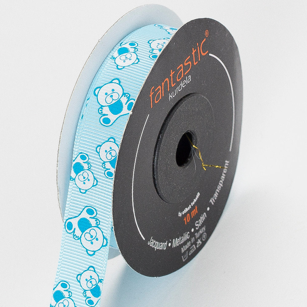 Fantastic Mavi Bebe Ayıcık Baskılı Kurdele - 16681