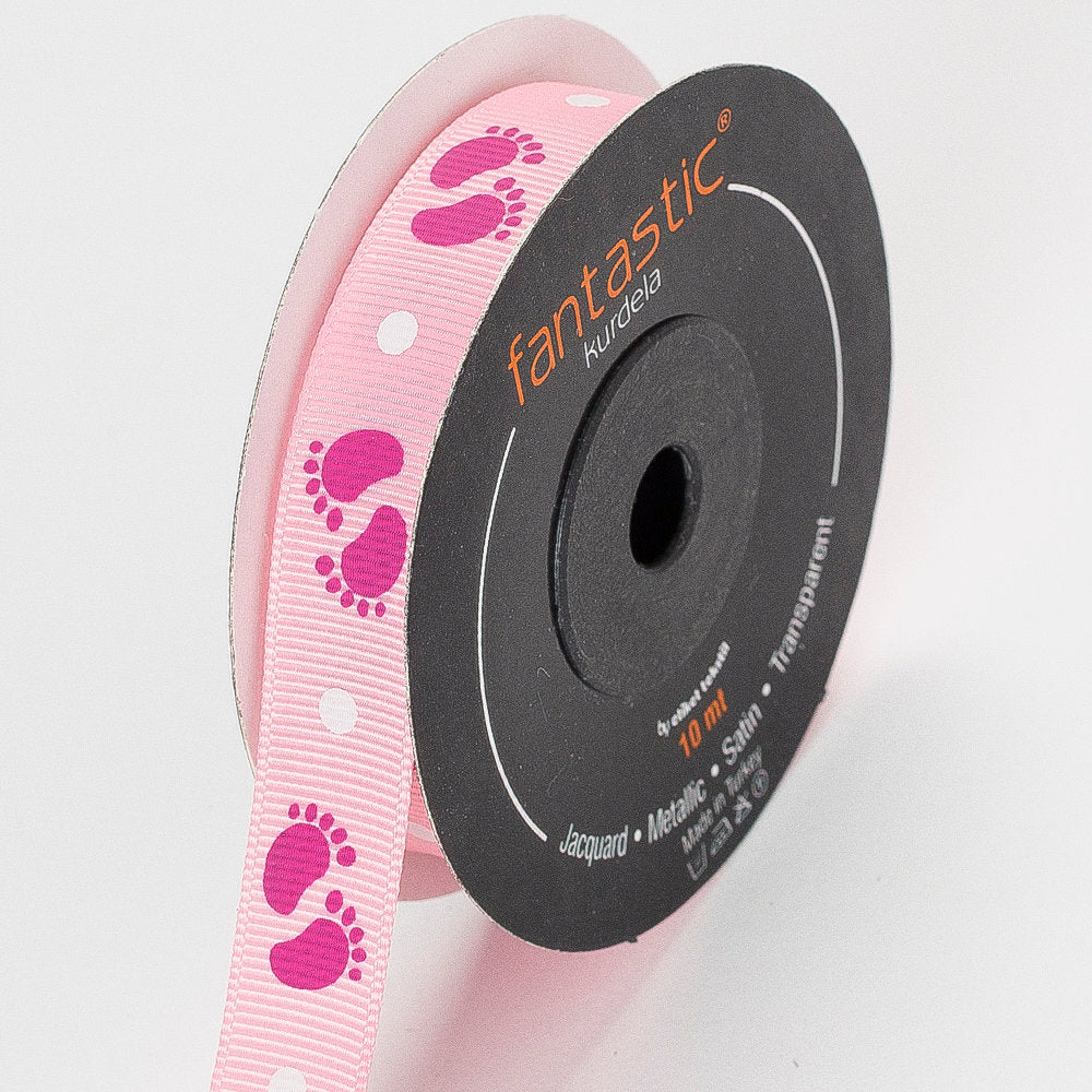 Fantastic Pembe Bebe Ayak Baskılı Kurdele - 16679