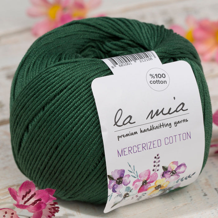 La Mia Mercerized Cotton Koyu Yeşil El Örgü İpi - 157