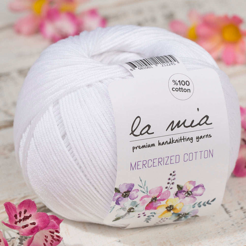 La Mia Mercerized Cotton Beyaz El Örgü İpi - 2