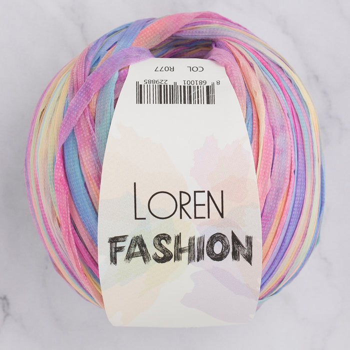 Loren Fashion Açık Gökkuşağı Rafya Şerit İp - R077