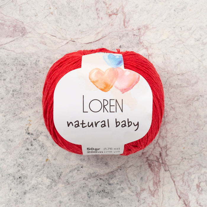 Loren Natural Baby Kırmızı El Örgü İpi - R003