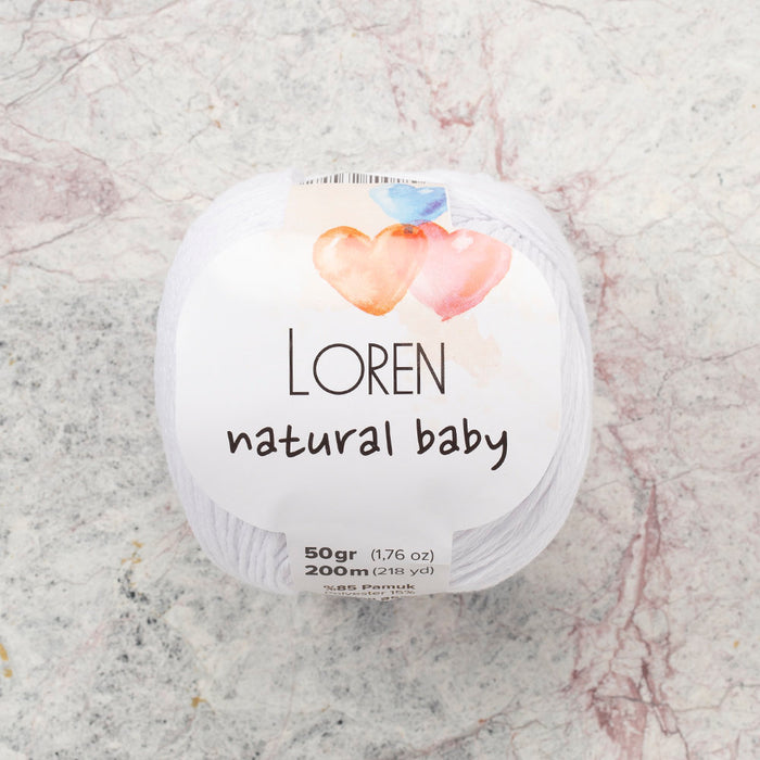 Loren Natural Baby Beyaz El Örgü İpi - R001