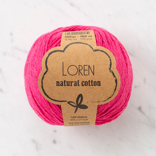Loren Natural Cotton Fuşya El Örgü İpi - R095