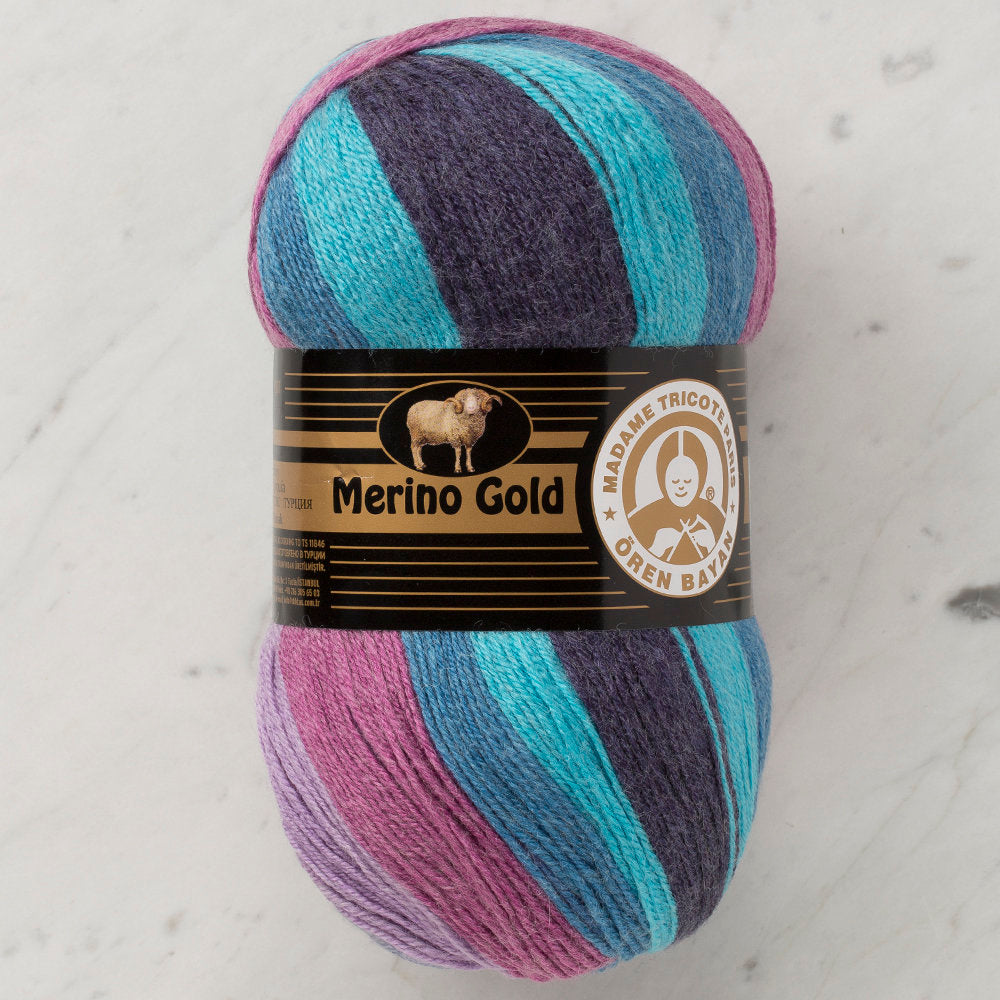 Örenbayan Merino Gold Batik Ebruli El Örgü İpi - 828