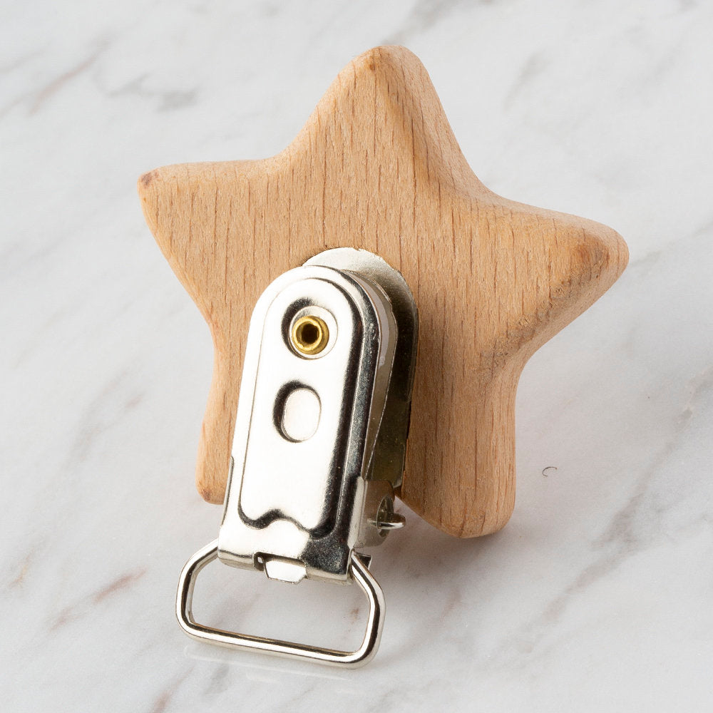 Loren Yıldız Ahşap Emzik Zinciri Klipsi