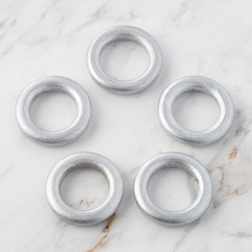 Loren 5'li Gümüş Ahşap Halka