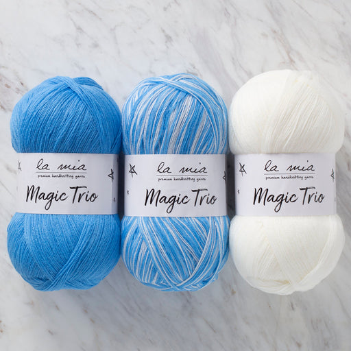 La Mia Magic Trio 3'lü Paket Beyaz-Mavi El Örgü İpliği - LM012