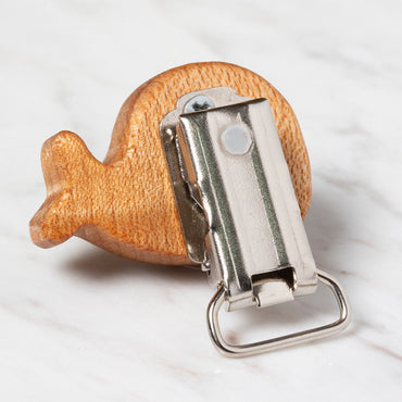 Hobi Baby Balık Figürlü Organik Ahşap Emzik Klipsi - FK06