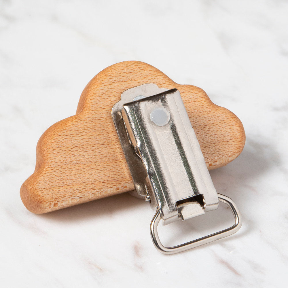 Hobi Baby Bulut Figürlü Organik Ahşap Emzik Klipsi - FK08