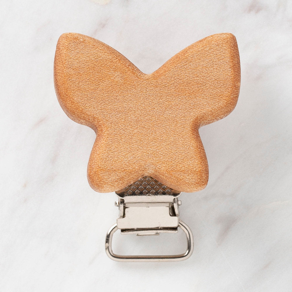 Hobi Baby Kelebek Figürlü Organik Ahşap Emzik Klipsi - FK09