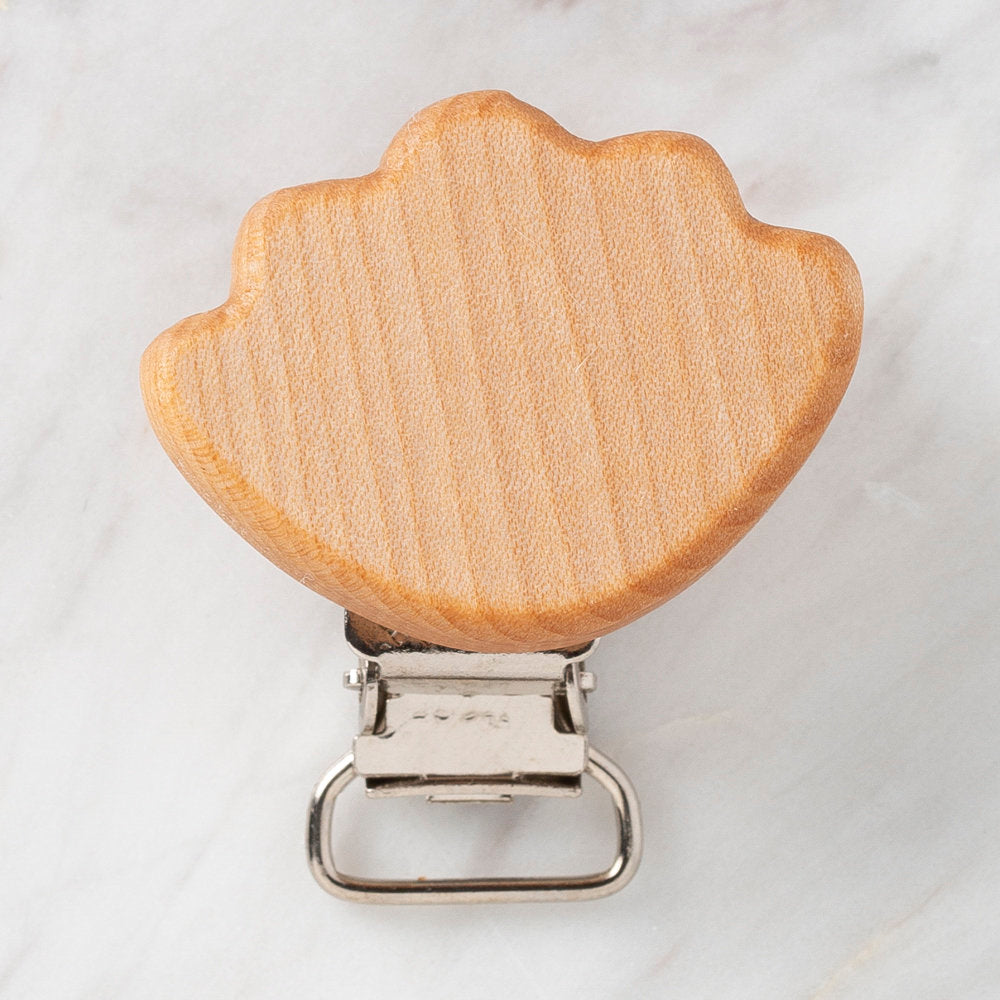 Hobi Baby Deniz Kabuğu Figürlü Organik Ahşap Emzik Klipsi - FK11