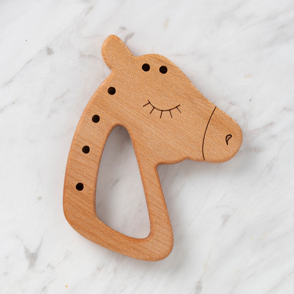 Hobi Baby Unicorn Figürlü Organik Ahşap Diş Kaşıyıcı - DK030