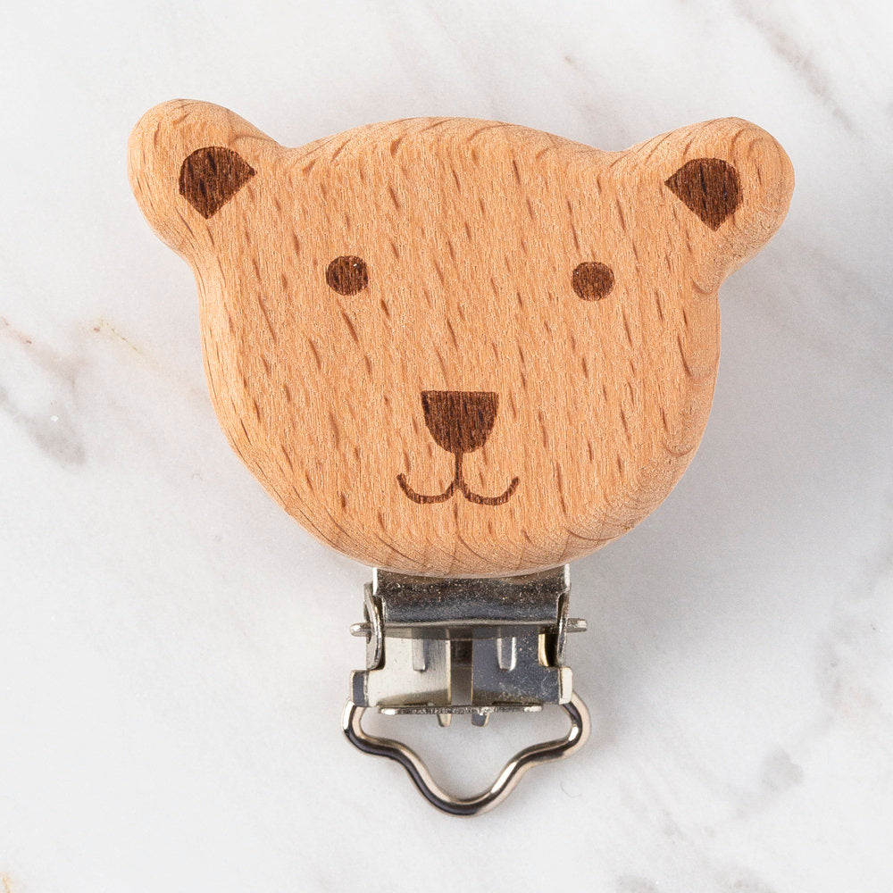 Loren Ayıcık Ahşap Emzik Zinciri Klipsi-1