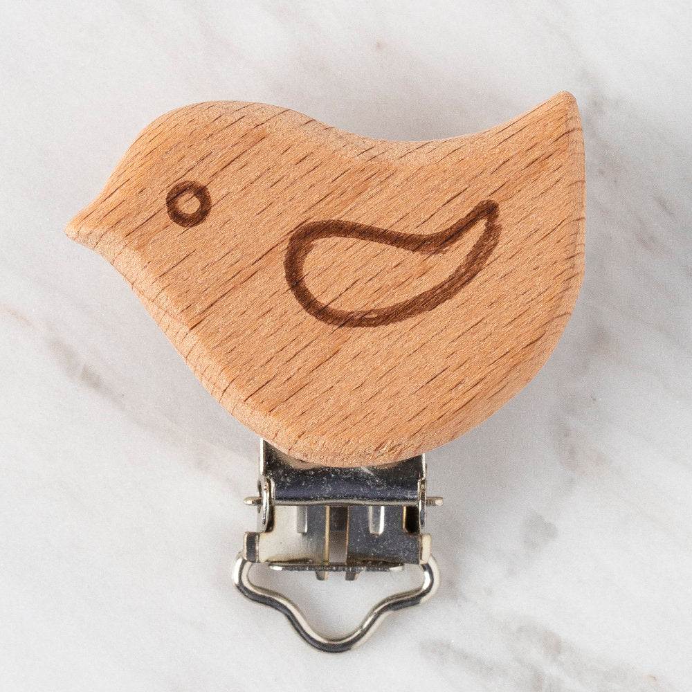 Loren Kuş Ahşap Emzik Zinciri Klipsi-1