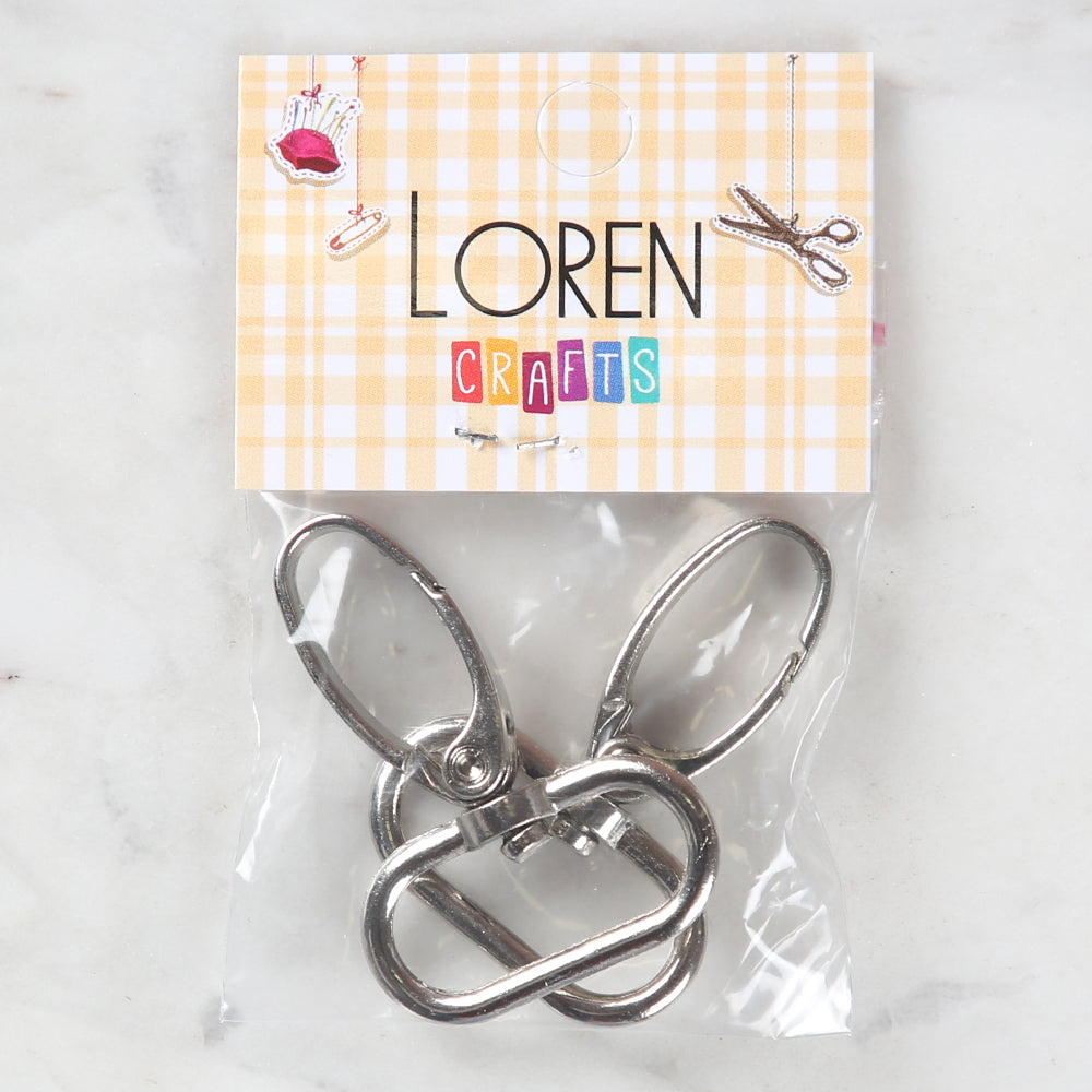 Loren Crafts 3 cm 2'li Gümüş Rengi Makrome Anahtarlık Kancası