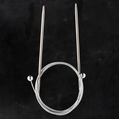 Kartopu 1 Çift Boncuklu Çelik Misinalı Örgü Şişi - 4.5 mm 60 cm