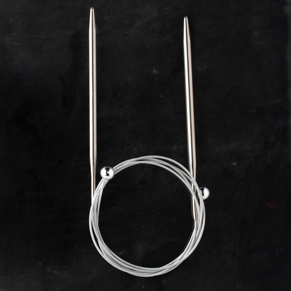 Kartopu 1 Çift Boncuklu Çelik Misinalı Örgü Şişi - 5 mm 60 cm