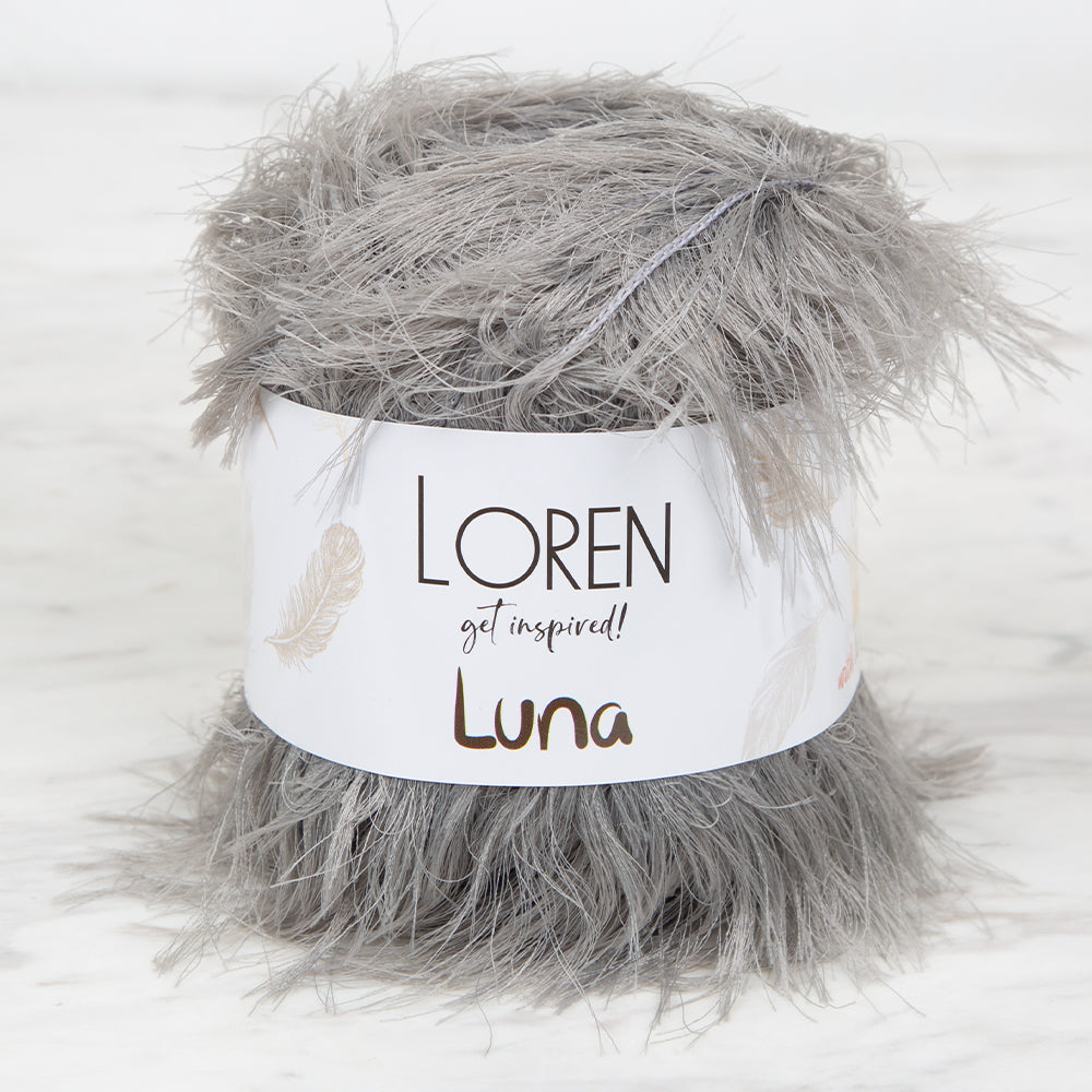 Loren Luna Tavşan Tüyü Koyu Gri El Örgü İpi - R082