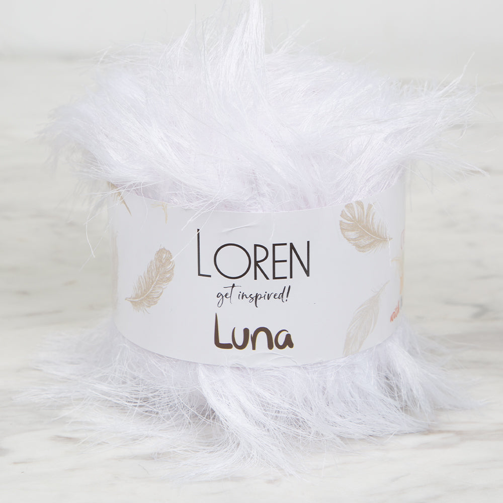 Loren Luna Tavşan Tüyü Beyaz El Örgü İpi - R001