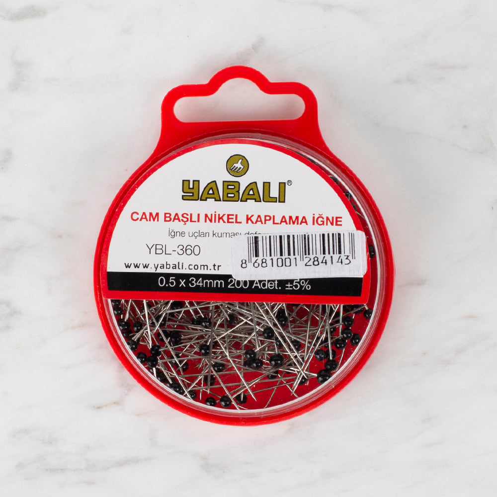 Yabalı Cam Başlı Nikel Kaplama Toplu İğne siyah - YBL - 360