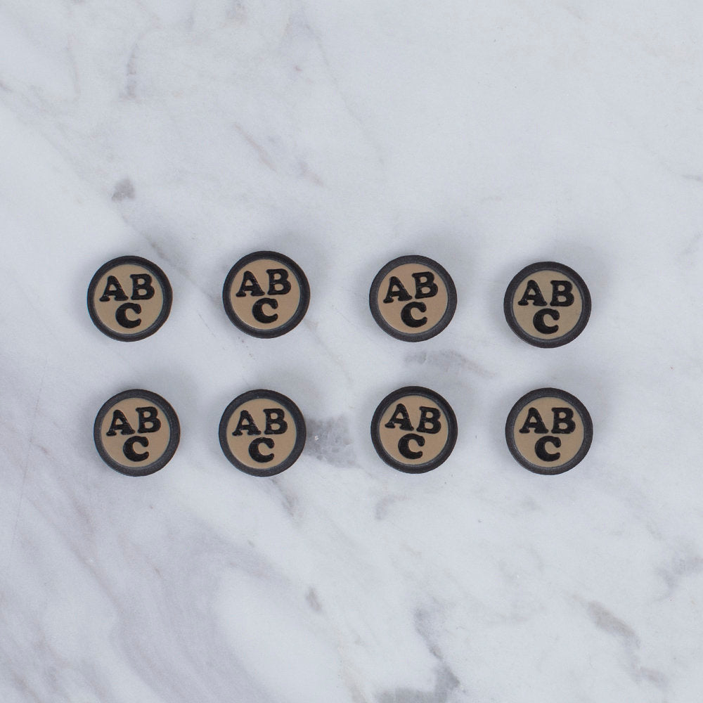 Loren Crafts 8'li ABC Desenli Siyah Düğme - 0026