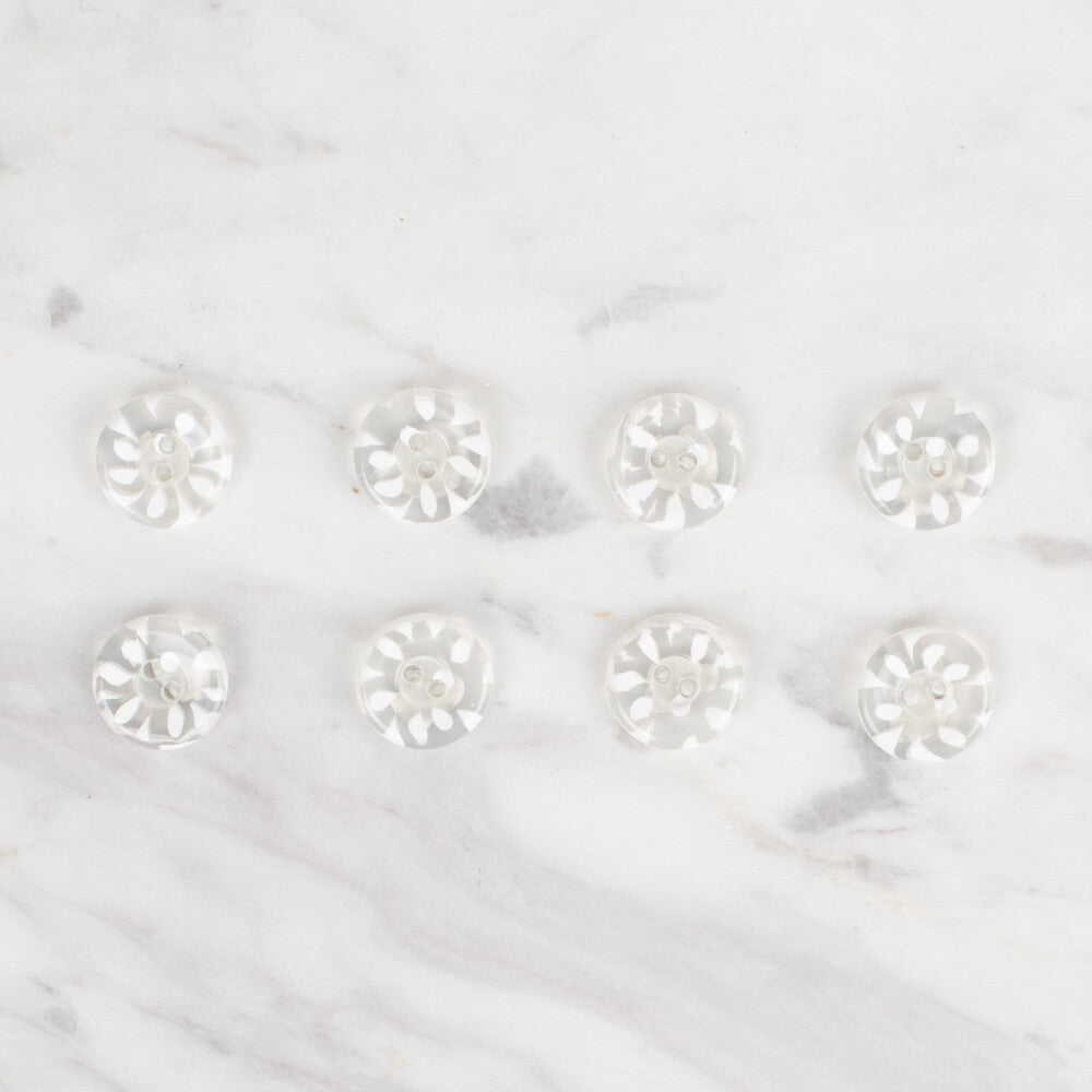 Loren Crafts 8'li Şeffaf Beyaz Düğme - 28