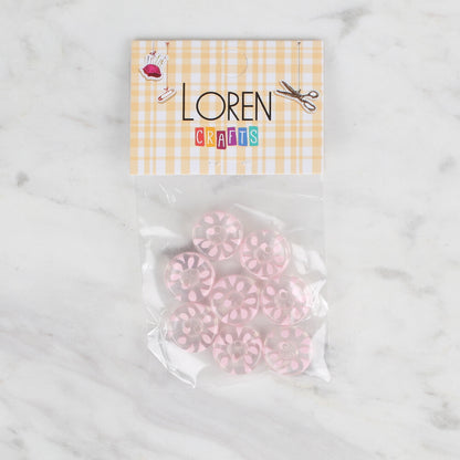 Loren Crafts 8'li Şefaf Pembe Düğme - 33