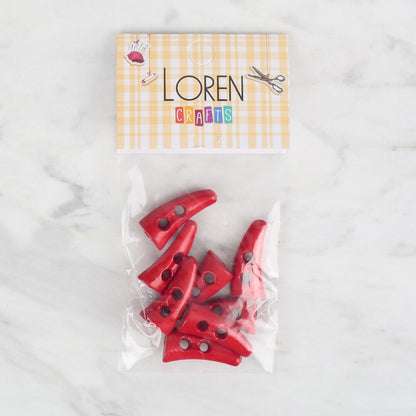 Loren Crafts 8'li kırmızı çoban düğme - 131