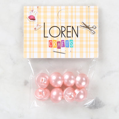 Loren Crafts 8'li Pembe Plastik İnci Düğme - 0145