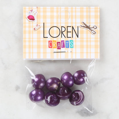 Loren Crafts 8'li Mor Plastik İnci Düğme - 0148