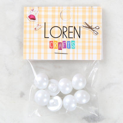 Loren Crafts 8'li Beyaz Plastik İnci Düğme - 0157