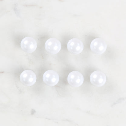 Loren Crafts 8'li Beyaz Plastik İnci Düğme - 0157