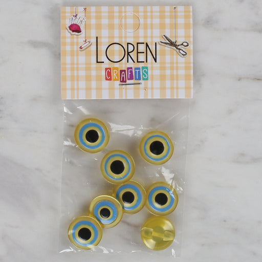 Loren Crafts sarı 8'li nazar boncuğu düğme - 163