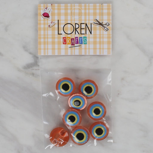 Loren Crafts turuncu 8'li nazar boncuğu düğme - 166