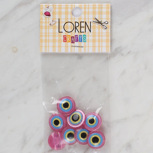 Loren Crafts pembe 8'li nazar boncuğu düğme - 168