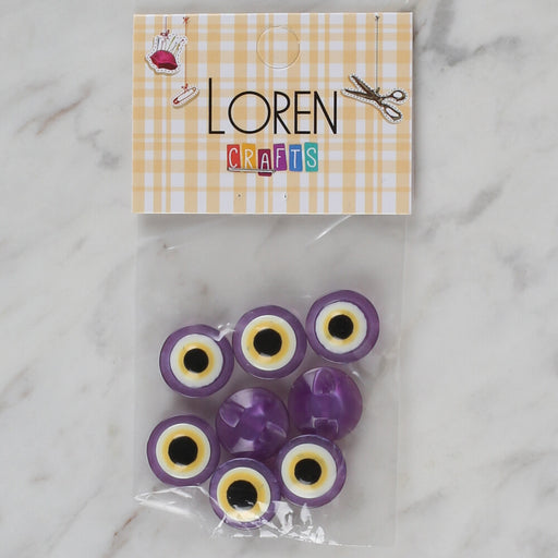 Loren Crafts mor 8'li nazar boncuğu düğme - 169