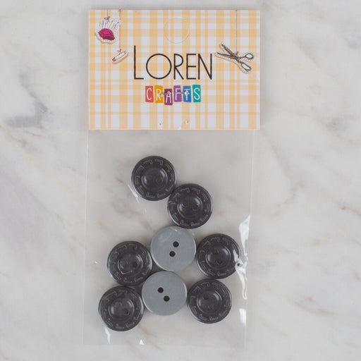 Loren Crafts 8'li Gri Düğme - 182
