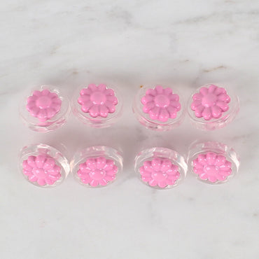 Loren Crafts 8'li Şeffaf Pembe Papatya Düğme - 254