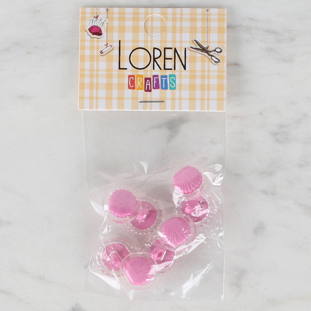 Loren Crafts 8'li Şeffaf Pembe Deniz Kabuğu Düğme - 255