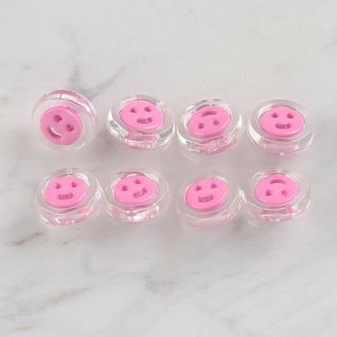 Loren Crafts 8'li Şeffaf Pembe Düğme - 260