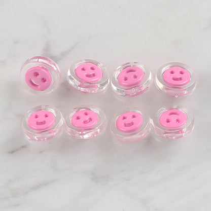 Loren Crafts 8'li Şeffaf Pembe Düğme - 260