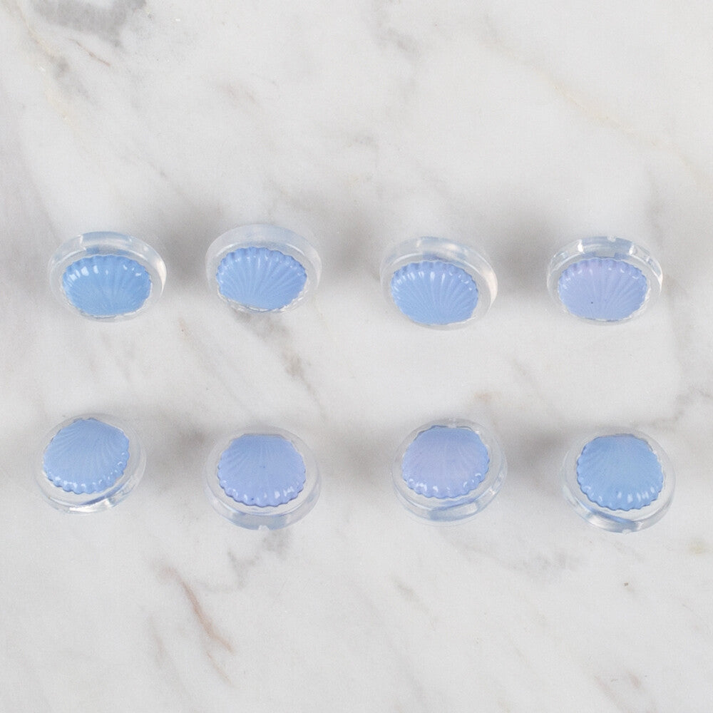 Loren Crafts 8'li Şeffaf Mavi Deniz Kabuğu Düğme - 269