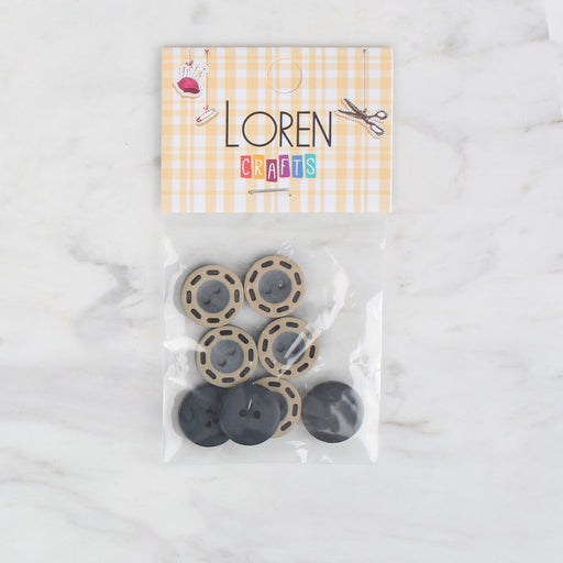 Loren Crafts 8'li Siyah Düğme - 285