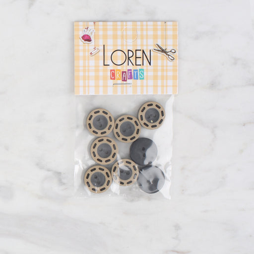 Loren Crafts 8'li Siyah Düğme - 286