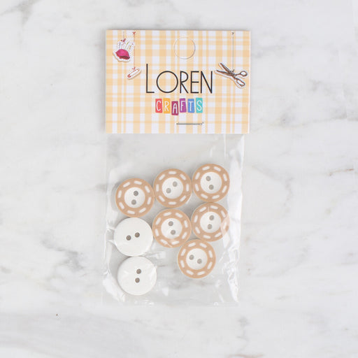 Loren Crafts 8'li Bej Düğme - 288